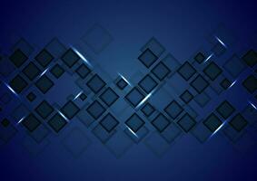 Dark blue tech abstract background with squares photo