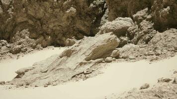 une groupe de rochers sur une sablonneux plage video