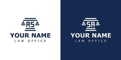 Letter AS and SA Legal Logo, suitable for any business related to lawyer, legal, or justice with AS or SA initials. vector