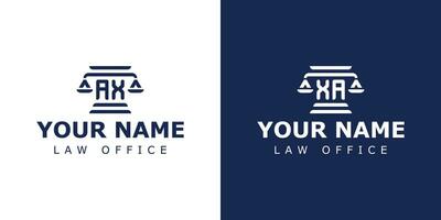 Letter AX and XA Legal Logo, suitable for any business related to lawyer, legal, or justice with AX or XA initials. vector