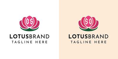 Letter OS and SO Lotus Logo Set, suitable for business related to lotus flowers with OS or SO initials. vector