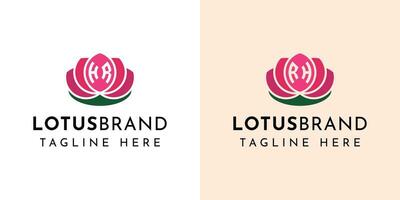 Letter HR and RH Lotus Logo Set, suitable for business related to lotus flowers with HR or RH initials. vector