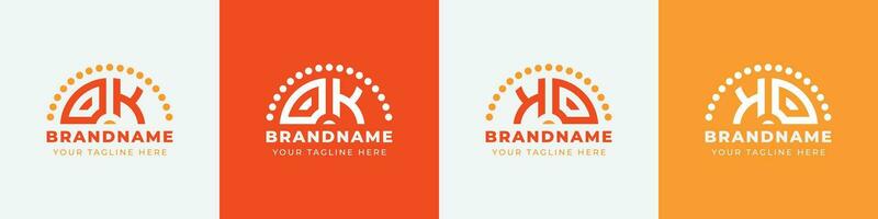 Letter KO and OK Sunrise  Logo Set, suitable for any business with KO or OK initials. vector