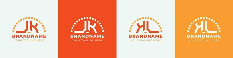 Letter KU and UK or KV and VK Sunrise  Logo Set, suitable for any business with KU, UK, KV, VK initials. vector