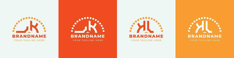 Letter KL and LK Sunrise  Logo Set, suitable for any business with KL or LK initials. vector