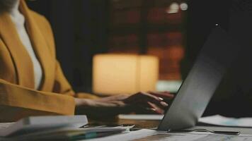Audit concept,Administrator business man financial inspector and secretary making report calculating balance. Internal Revenue Service checking document. video