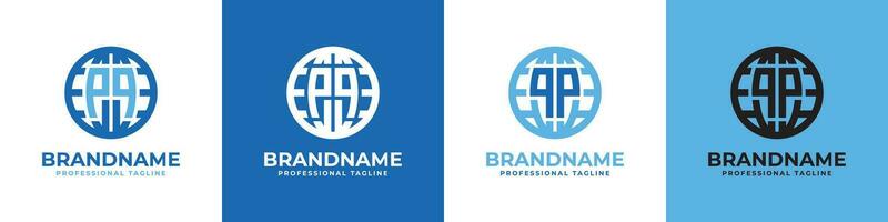Letter PQ and QP Globe Logo Set, suitable for any business with PQ or QP initials. vector