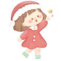 Cute girl cartoon character watercolour png