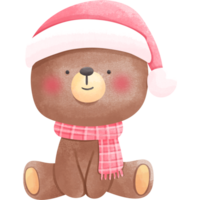 Christmas bear cartoon watercolour set clip art cute hand drawn png