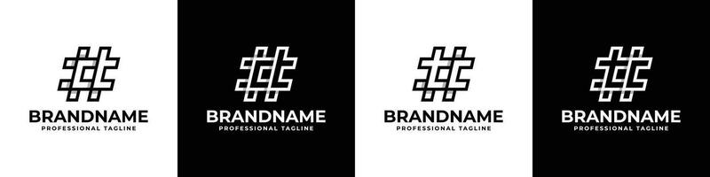 Letter CT and TC Hashtag Logo set, suitable for any business with TC or CT initials. vector