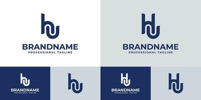 Letter HU Monogram Logo Set, suitable for business with HU or UH initials. vector