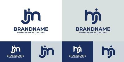 Letter MJ Monogram Logo Set, suitable for business with MJ or JM initials. vector