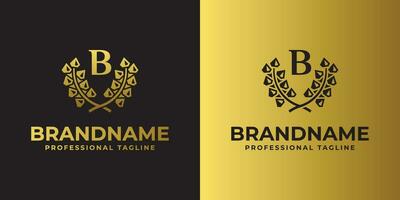 Letter B Diamond Laurel Logo, suitable for business related to Diamond and Laurel with B initial vector