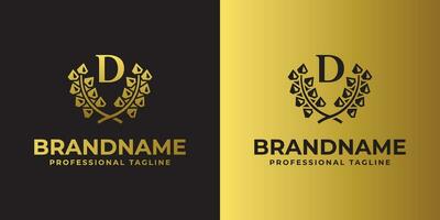 Letter D Diamond Laurel Logo, suitable for business related to Diamond and Laurel with D initial vector