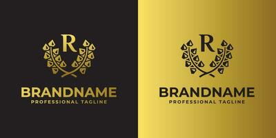 Letter R Diamond Laurel Logo, suitable for business related to Diamond and Laurel with R initial vector