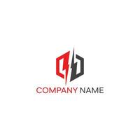 letra dd logo con relámpago icono, letra combinación poder energía logo diseño para creativo poder ideas, web, negocio y compañía. vector