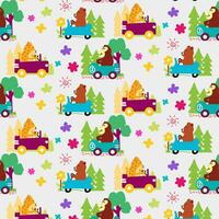 linda animales conducción un coche sin costura modelo. para tela, imprimir, textil y fondo de pantalla vector