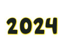 Happy New Year 2024 Abstract Yellow And Black Graphic Design Vector Logo Symbol Illustration