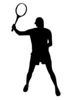 silueta de un masculino atleta jugando tenis vector