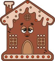 Christmas Gingerbread house retro cartoon character vector