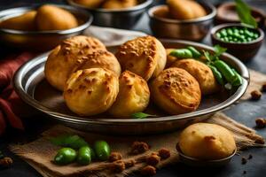 indian food with bread and peas. AI-Generated photo