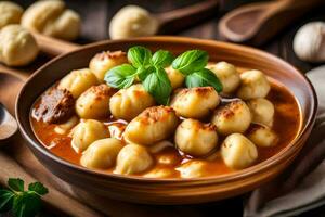 italian food recipes with dumplings. AI-Generated photo