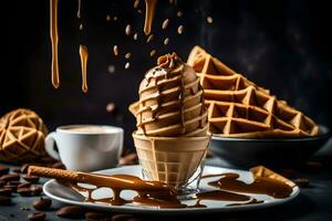 the waffle cone is a waffle cone with a waffle cone inside it. AI-Generated photo