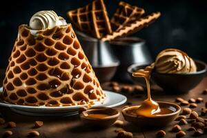 the waffle cone is a classic dessert, but it's not the only way to serve it. AI-Generated photo