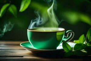 verde té es un genial camino a obtener tu cuerpo en forma. generado por ai foto