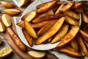cómo a hacer hecho en casa patata papas fritas. generado por ai foto