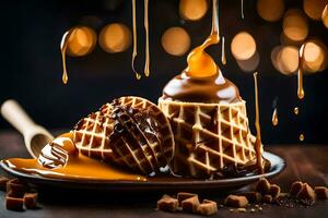 the best caramel waffles in the world. AI-Generated photo