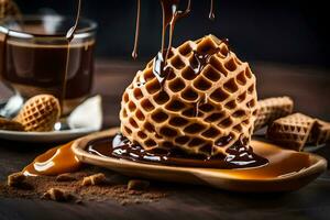 the best chocolate waffles in the world. AI-Generated photo