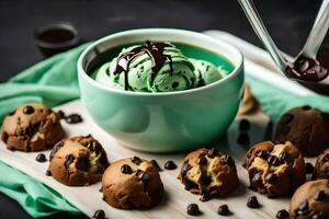 chocolate chip cookie dough ice cream. AI-Generated photo