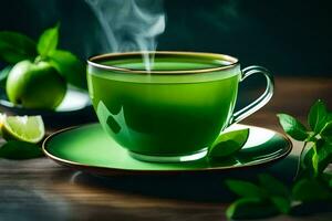 green tea in a cup. AI-Generated photo