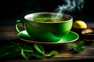 el salud beneficios de verde té. generado por ai foto