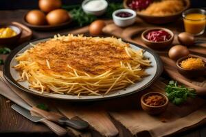 the traditional russian dish of potato pancakes. AI-Generated photo