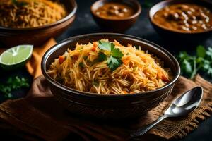 indio comida es un popular elección para vegetarianos y no vegetarianos similar. generado por ai foto