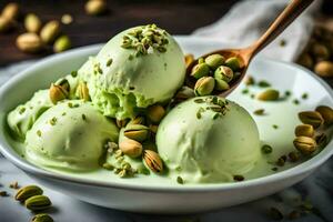 pistachio ice cream recipe. AI-Generated photo