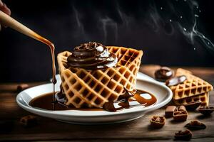 the best chocolate waffles in the world. AI-Generated photo