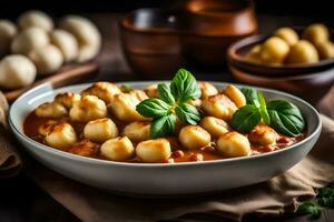 italiano comida en un bol. generado por ai foto