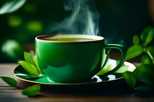 green tea in a cup. AI-Generated photo