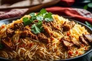 indio pollo Biryani receta. generado por ai foto