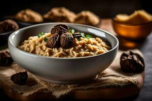 arroz con nueces y chocolate. generado por ai foto