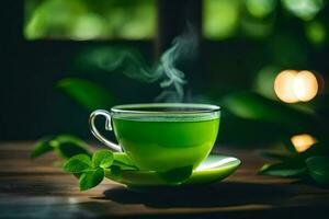 green tea in a cup. AI-Generated photo