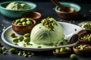 the best ice cream in the world is made with pistachio. AI-Generated photo