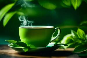 a cup of green tea is a great way to start your day. AI-Generated photo