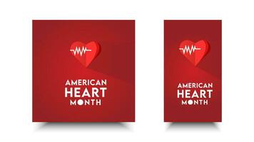 American heart month design. Vector illustration of heart and beat for education, background, banner, poster