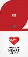 American heart month design. Vector illustration of heart and beat for education, background, banner, poster