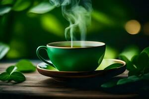 green tea in a cup. AI-Generated photo