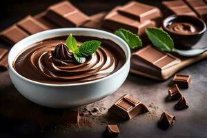 chocolate es un genial fuente de proteína y es un genial fuente de calcio y hierro. generado por ai foto